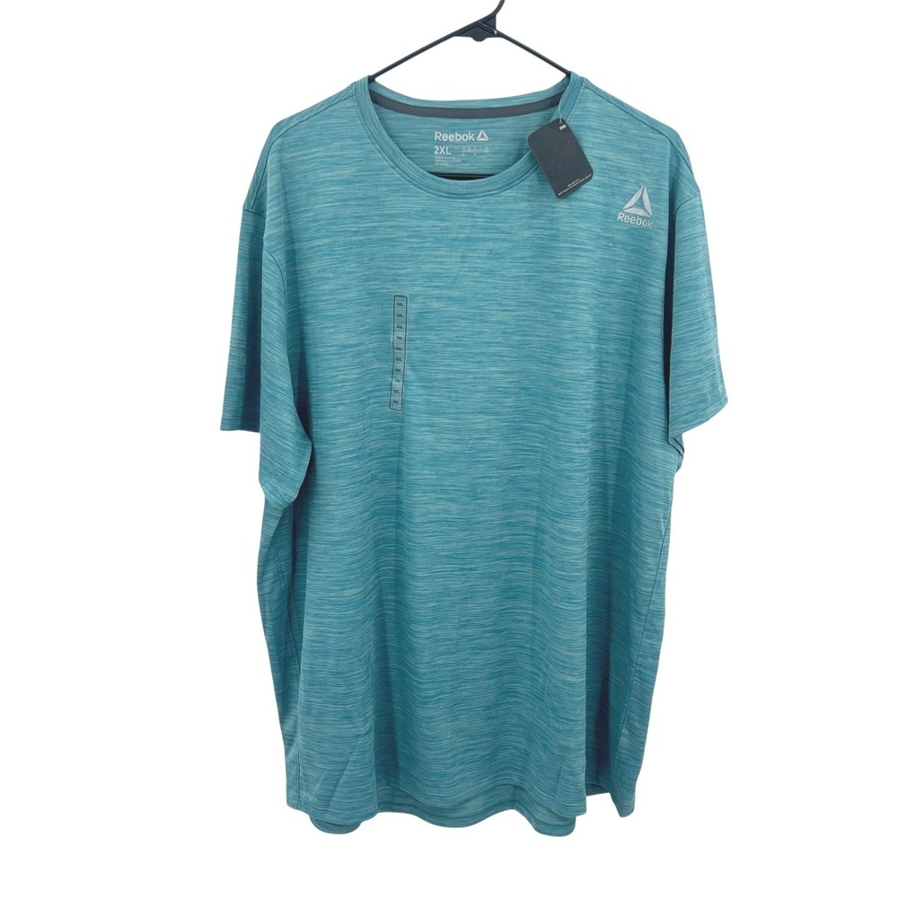 Reebok‎ Performance T Shirt 2XL Teal Blue Mens Athletic Gym Workout Tee NWT